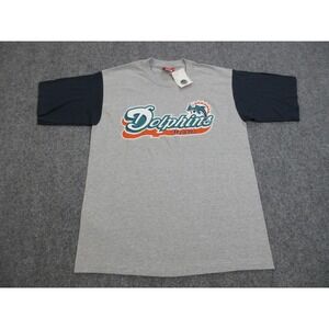 VINTAGE Miami‎ Dolphins Shirt Mens Medium Gray Logo Raglan NFL Football